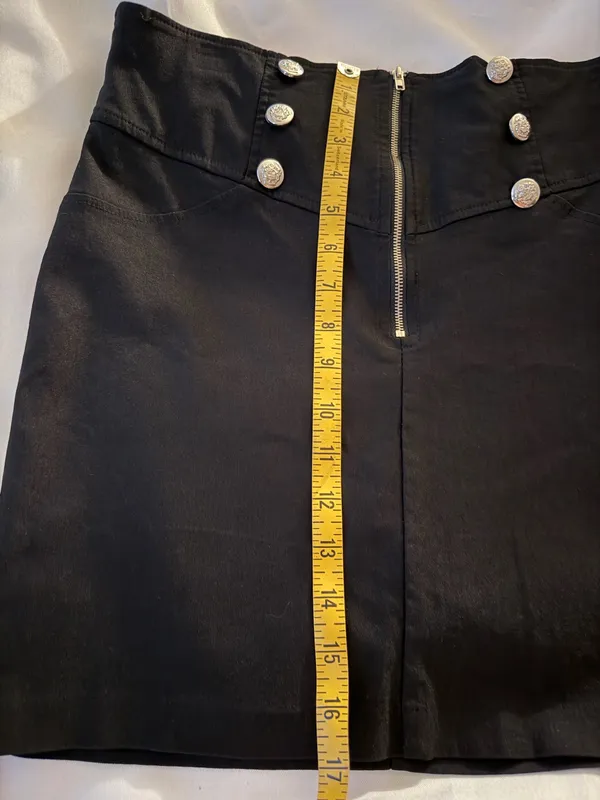 Black High-Waist Pencil Skirt with Decorative Buttons - Image 7