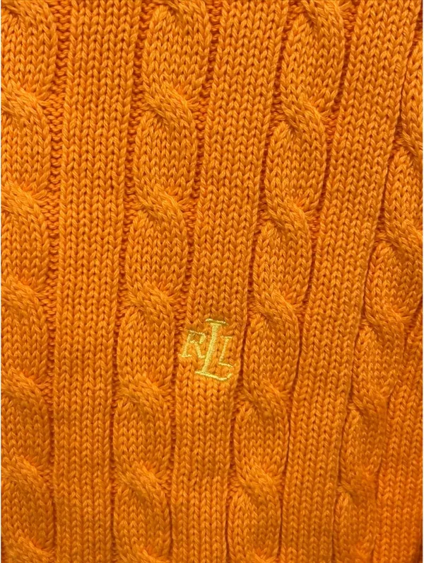 NWT Vtg Lauren Ralph Lauren Ladies Orange Crewneck Cable Knit Sweater Size Med - Image 4