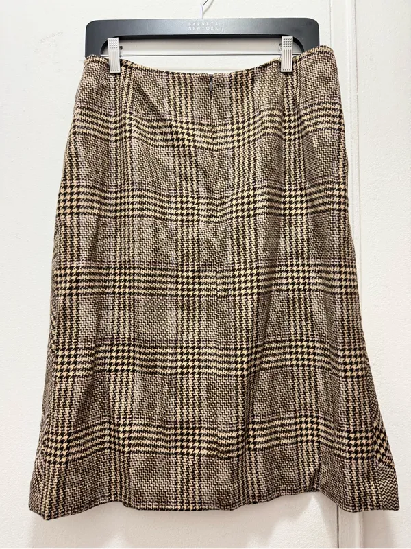 Harold’s Fall Wool-Blend Plaid A-Line Skirt in Brown Plaid with Bow 🎀 - Image 4