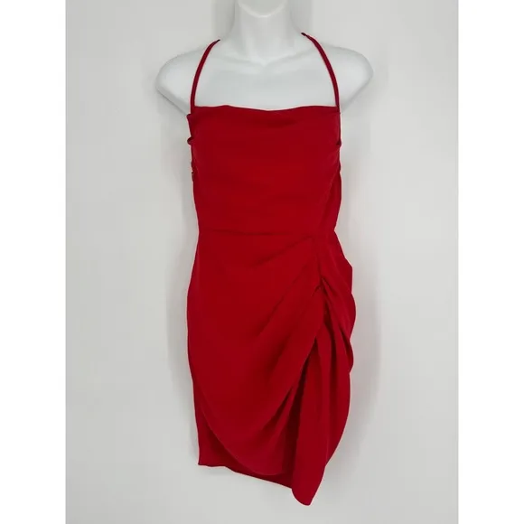 Amanda‎ Uprichard Jasalina Halter Mini Dress Small Red Cocktail Party Date Night - Image 3