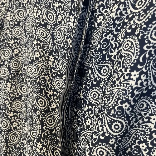 LOFT Romper Size 0 Blue White Paisley Print Long Sleeve‎ Roll Tab One Piece EUC - Image 13