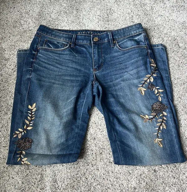 White House Black Market The Girlfriend Beaded & Embroidered Jeans - Image 3