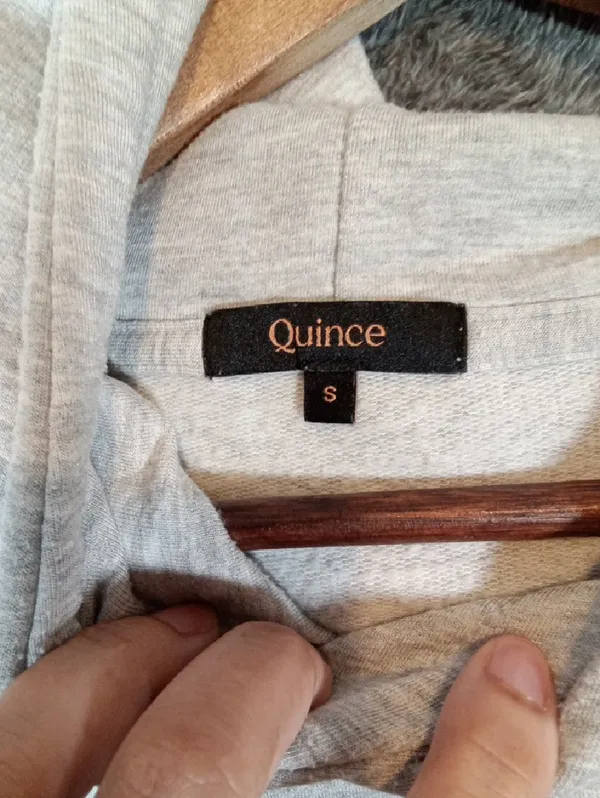 Quince Heather Gray Pullover Hoodie Casual Minimalist Athleisure Loungue Womens - Image 2