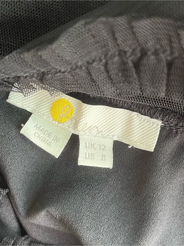 Boden• Black Mesh Ruffle Lace Blouse• Sz 8 - Image 12