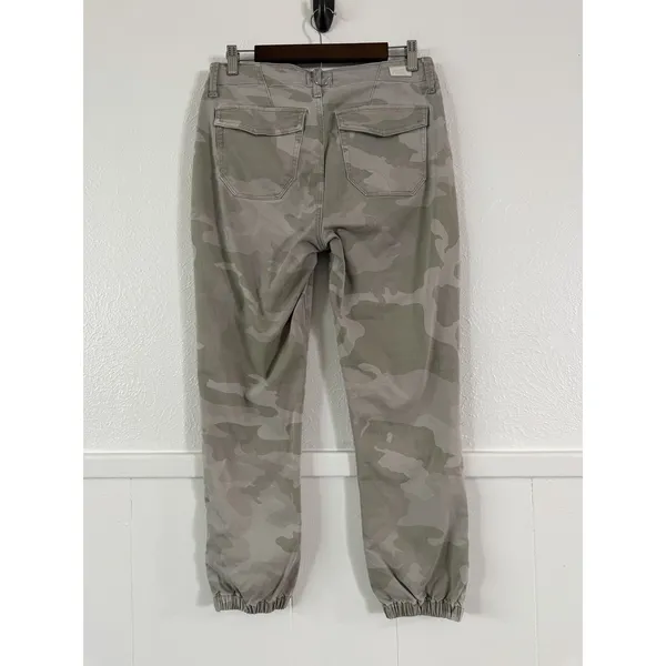 PAIGE Mayslie Jogger Pants Women’s 28 Camo Green Stretch Utility Ankle Zip - Image 4