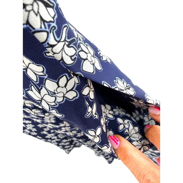 Draper James‎ Cloister Navy Floral Shirt Dress 100% Silk Size 8 Pockets Lined - Image 6