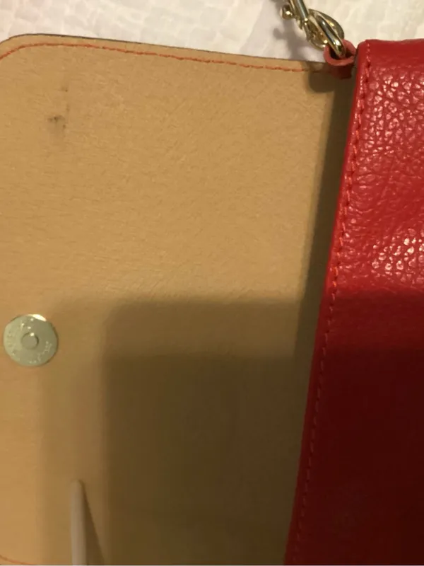 Foldover Bagette mini purse with Strap Red leather bag Italy - Image 4