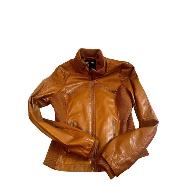 Therapy by Lane Crawford Women’s M Brown Faux Leather Moto Jacket - Image 7
