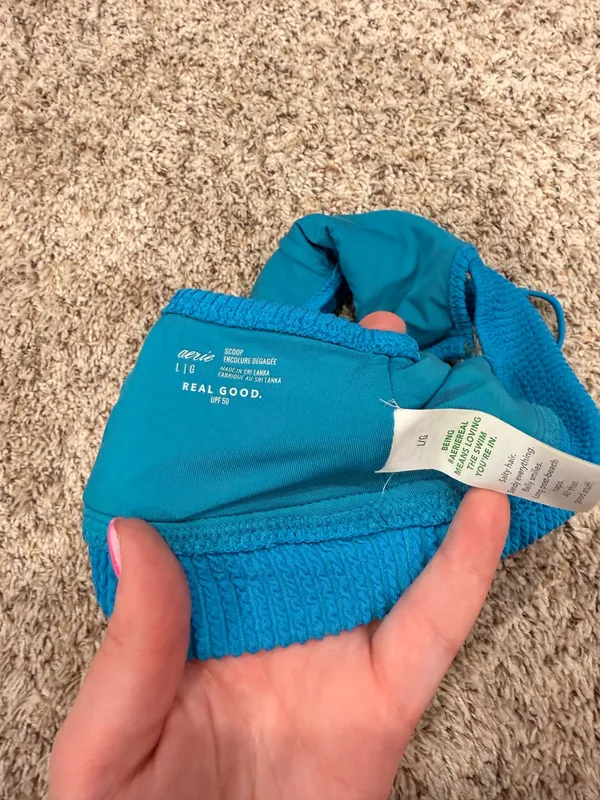 Aerie Bikini Top Scoop Blue Ribbed - Image 3