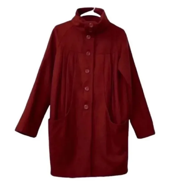 H&M Wool Blend Oversized Red/Plum jacket (Size 4) - Image 4