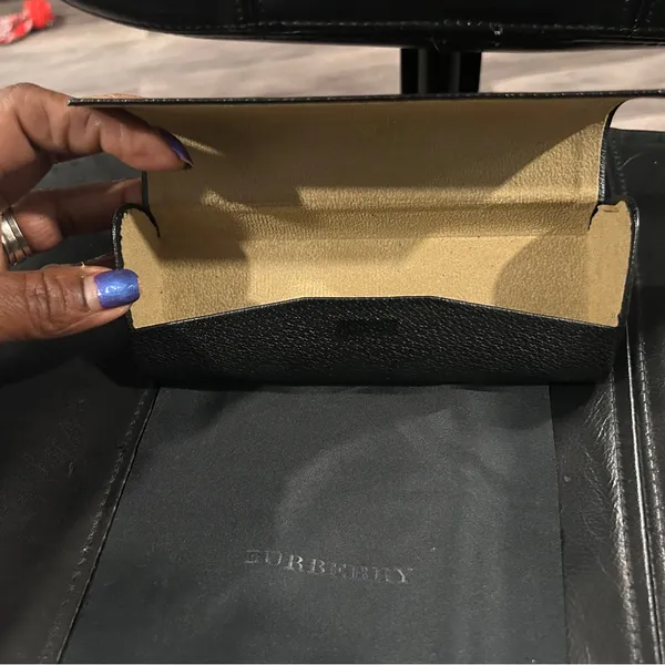 Burberry Black Case with Gold Logo includes Burberry cleaning cloth. - Image 6