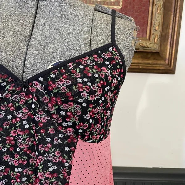 Vintage Y2K Lucky Brand Floral Polka Dot Mesh Babydoll Lingerie Cami Top M 💕🎀 - Image 7