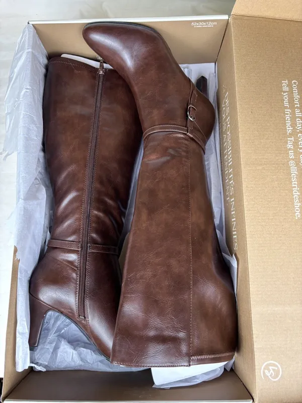 NWT Women's Wide CALF Size 7 M LifeStride Galant Vegan Leather Brown - Image 2