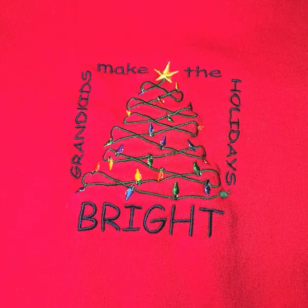 Vintage Christmas Sweatshirt‎ Womens Medium Red Holidays Grandkids Bright - Image 3