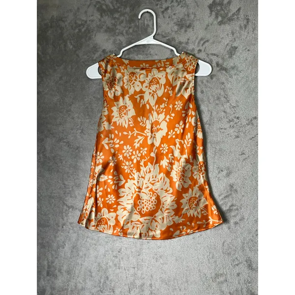 Vintage 100% Silk Babydoll Floral V-Neck Tank Retro Boho Indie Sleaze Y2K Baddie - Image 3