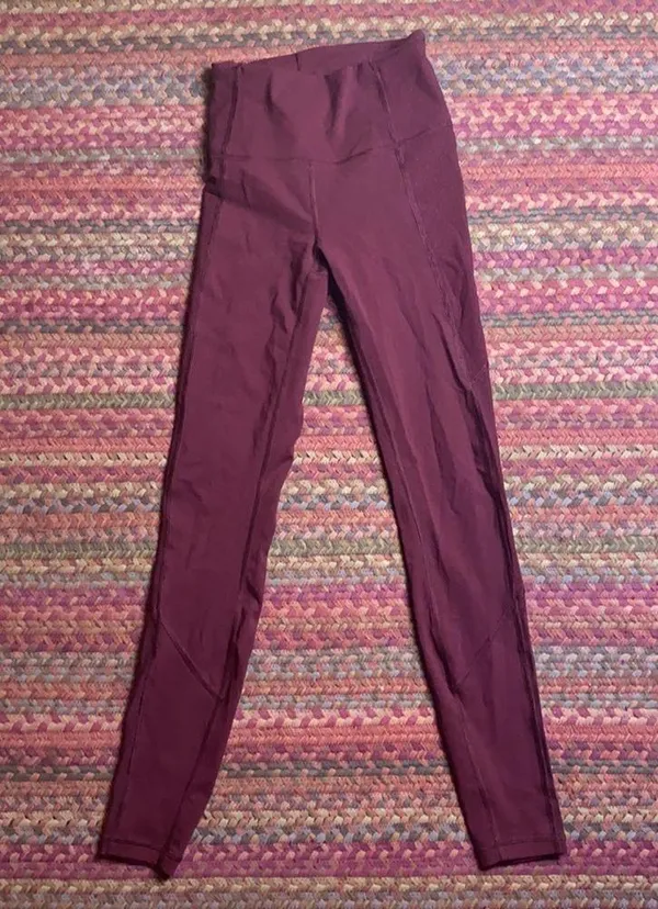 Lululemon Dark Red Mesh High Rise Tight Leggings - Image 4