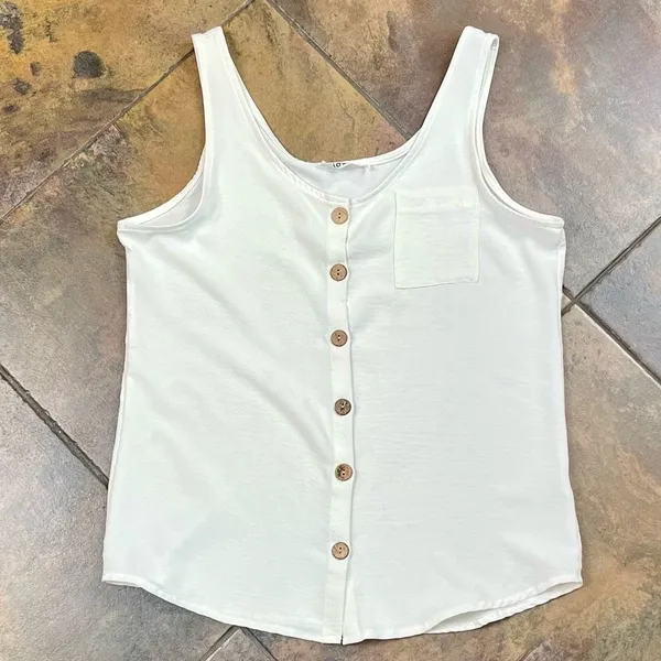 Diosun White Button Down Tank Top Medium - Image 4