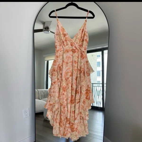 Revolve Bardot Rochelle Flutter dress in retro - Image 3