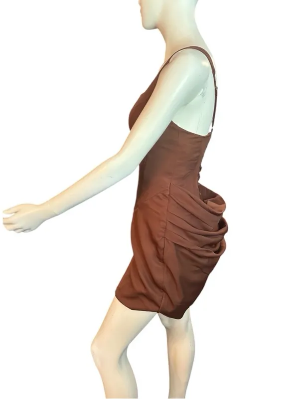 Wear Your Love Square Neck Draped Mini Dress Brown See Measurements NWT - Image 3