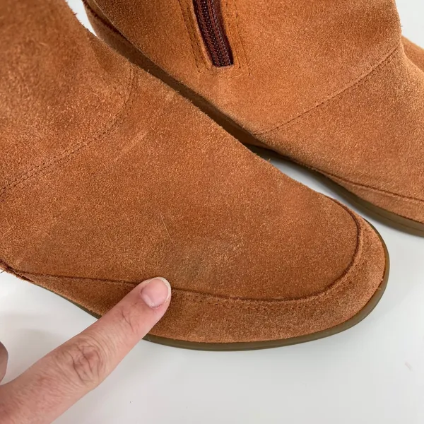 Skechers SKCH+3 Rust Suede Leather Fringe Moccasin‎ Wedge Boots Women's Size 9 - Image 9