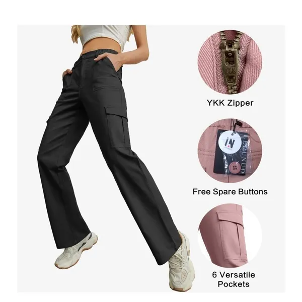 NEW Cargo Pants High Waisted Wide Leg Y2K Streetwear M - Image 4