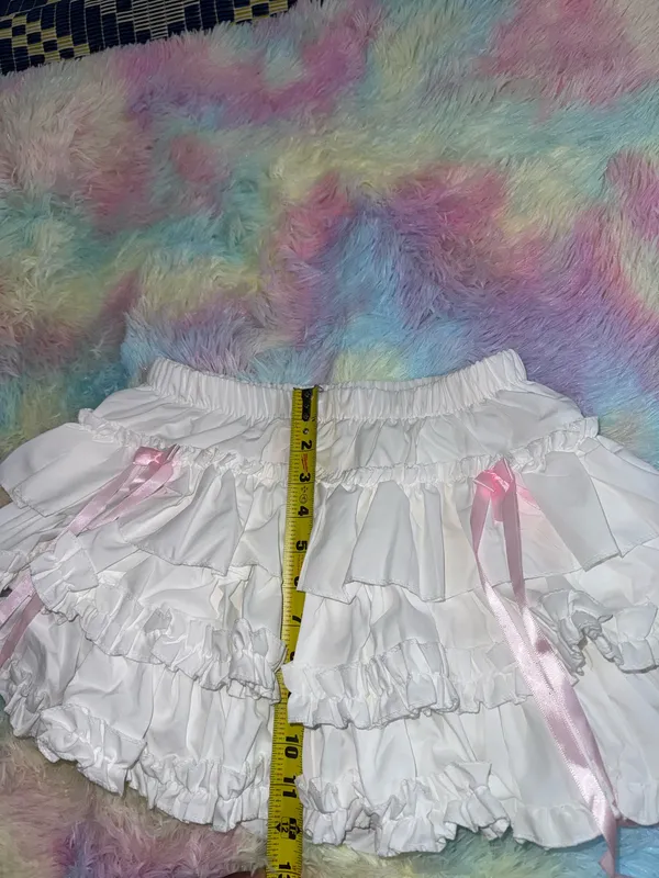 Cute Y2K tiered skirt White Size one size - Image 4