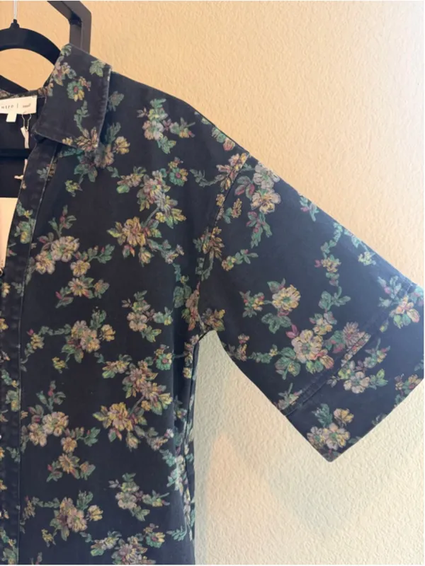 Entro Marci Floral Print Denim Mini Dress in Black Size Small - Image 6