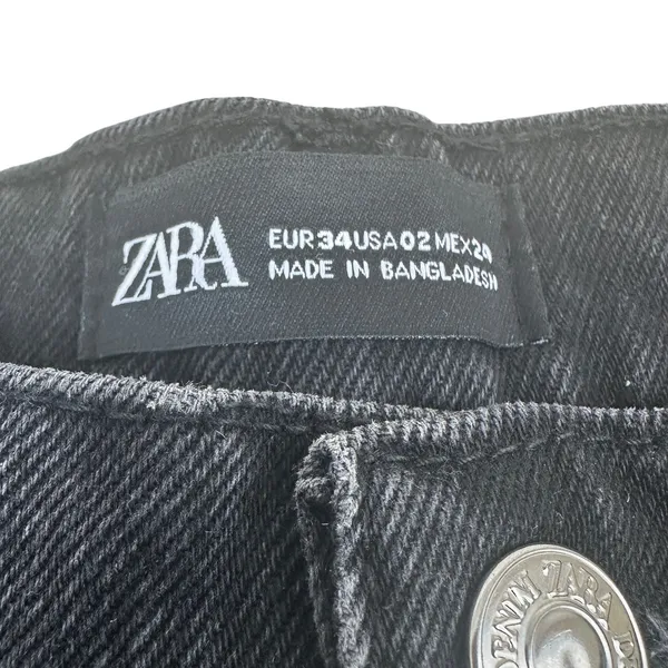 Zara High Rise Distressed Raw Hem Denim Shorts Black Edgy Grunge Size 2 - Image 5