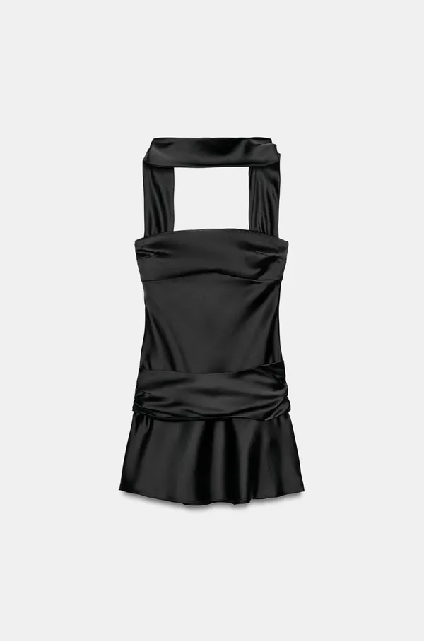 BNWT Zara Black Satin Effect Scarf Dress - Image 6