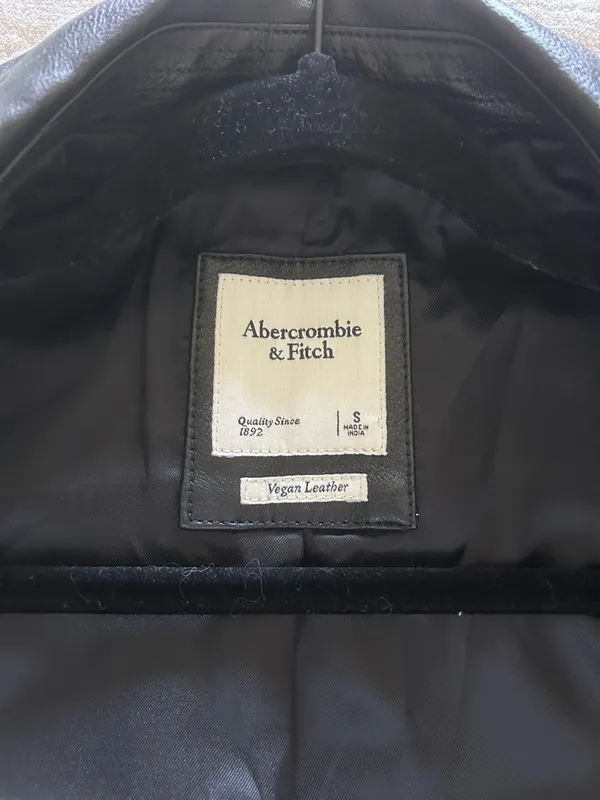 Abercrombie & Fitch Black Vegan Leather Moto Jacket with Silver Hardware Accents - Image 2