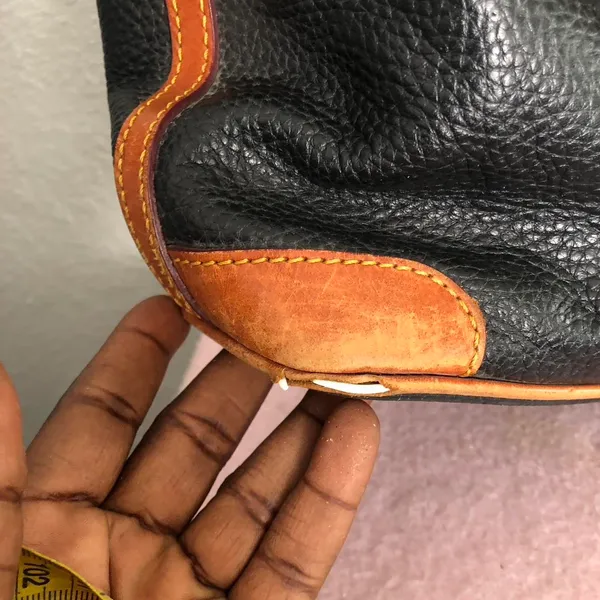Dooney & Bourke Charleston Black Brown Leather Tote Satchel Shoulder Hand Bag Purse Vintage Measurement in pics - Image 7