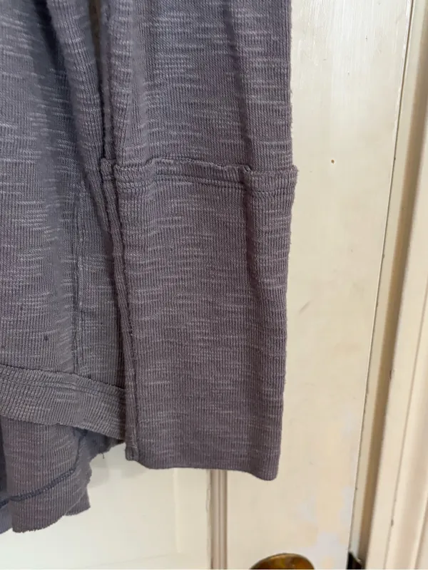 Free People We The Free Turtleneck Tunic Top Medium Gray/Tan Split Back - Image 9