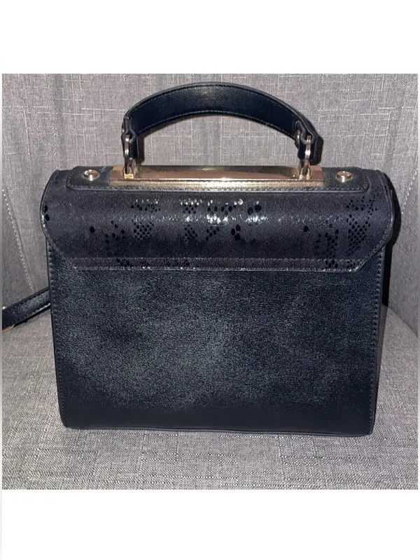 Dune London snake Black Top-Handle purse bag gold accent - Image 4