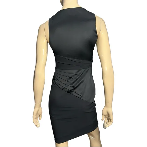 Reiss Women’s Size 4 Black Satin Sleeveless Asymmetrical Sheath Dress - Image 5