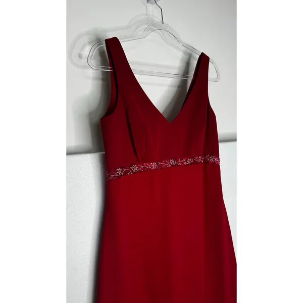 1990s Y2K Michaelangelo Red Beaded Chiffon Evening Gown size 8 - Image 15