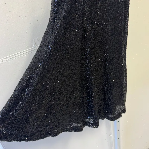 Pearl Georgina Chapman Marchesa Black A Line Swing Sequin Mini Dress Sz 6‎ - Image 5