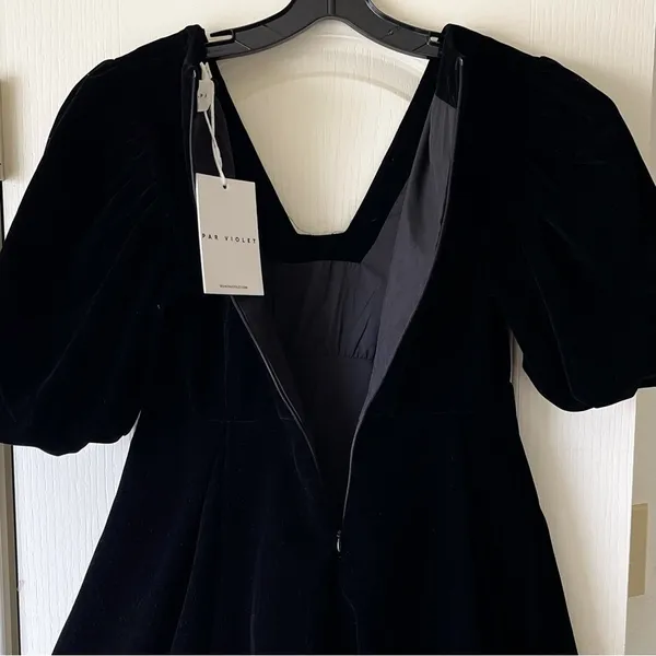 Par Violet National Anthem Velvet Babydoll Dress Mini Black‎ Small NWT - Image 9