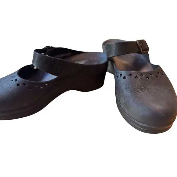 Mephisto Black Leather Mary Jane Comfort Clogs EU 39 US 8.5 9 Adjustable in EUC - Image 4
