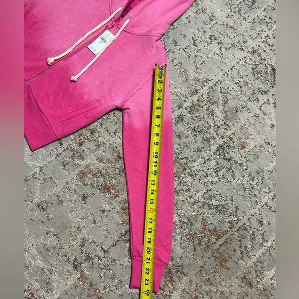 American Eagle Womens Hoodie This Feels Seriously Lived In Zip Up Pink Small NWT - Image 4