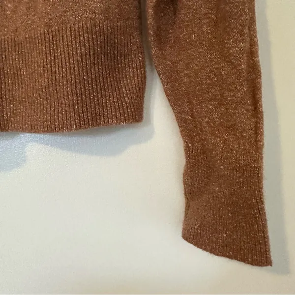 Reformation Elle Yak Linen Mock Neck Sweater Womens Small Tan Brown Marled - Image 5
