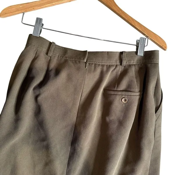 Vintage 90s Carlisle Midi Skirt Ribbed Womens 14 Green Straight Pencil Split - Image 6