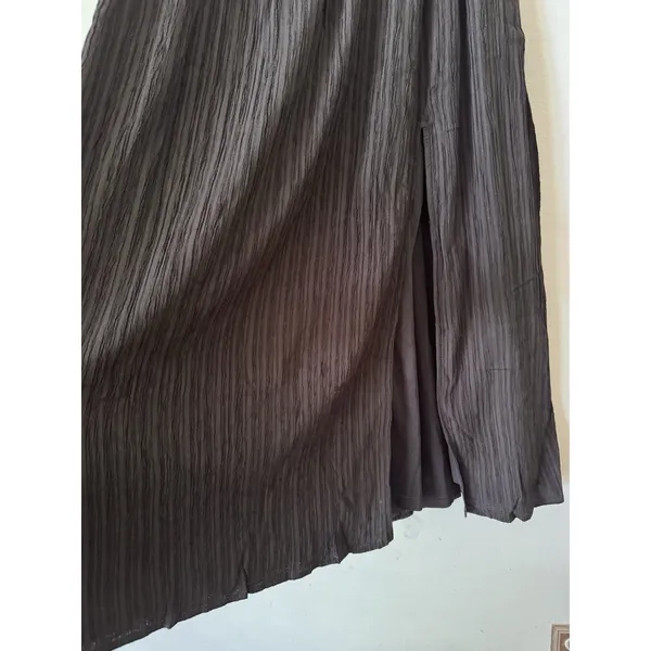 NWT Lulus Midsummer Memories Black Mid Rise Maxi Skirt Size Medium Crinkle Pleat - Image 7