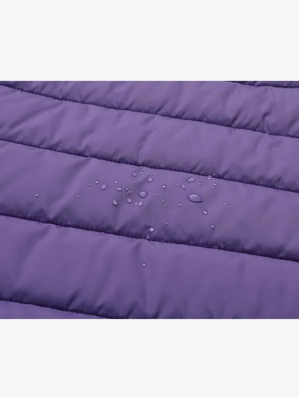Women's Purple Quilted Down Coat with Faux Fur Hood - Image 7