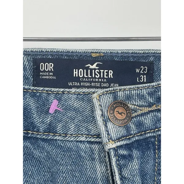 HOLLISTER California Ultra high-rise Dad blue jeans,‎ Size 00R 23x31 Q0001 - Image 3