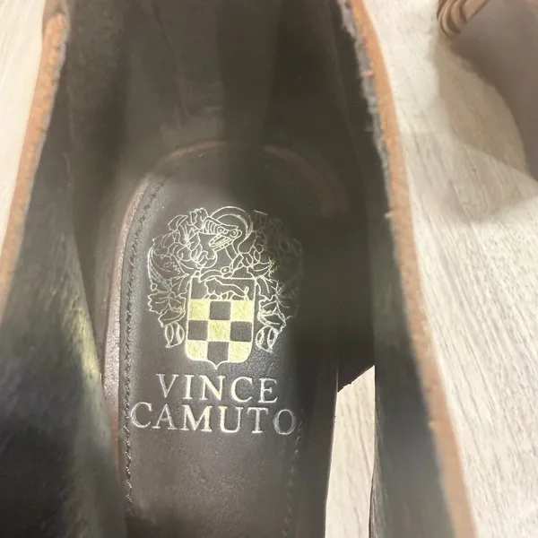 Vince Camuto Womens Cognac Brown Leather Strappy Woven Wedge Sandals 6.5 B 36.5 - Image 4
