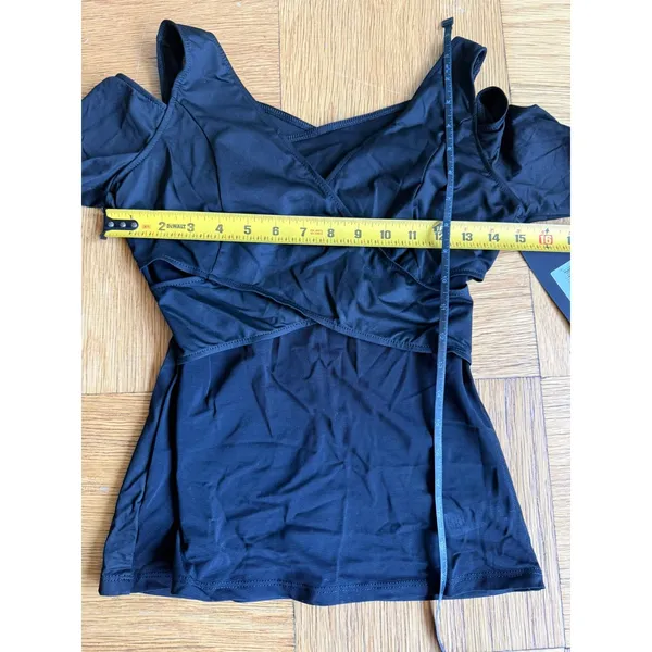 NWT Michi Black V-Neck Long Sleeve Fitted Top w/ Cutouts, Size XS - Image 8