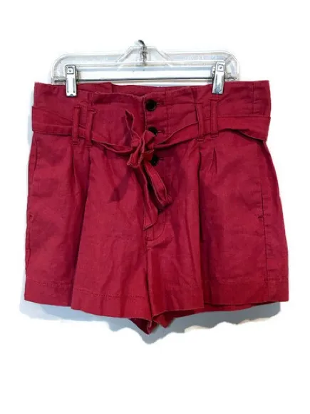Abercrombie & Fitch High-Waist Linen Cotton Blend Shorts with Tie & button front - Image 2