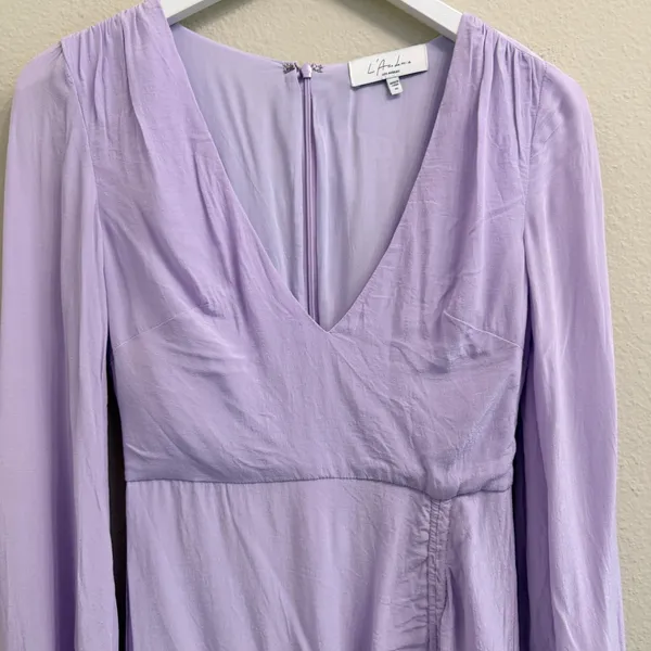 L'Academie The Pearl Mini Dress XS Lavender Ruched Soft Girl Coquette Feminine - Image 5