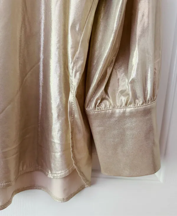 Anthropologie Liquid Shine Buttondown Shirt, Size LP - Image 10