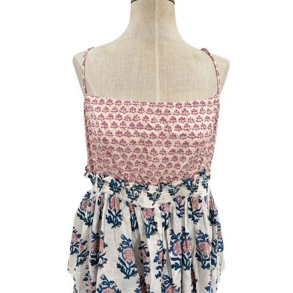 Anthropologie Celandine Straight Neck Tiered Floral Smocked Mini Dress XL - Image 4